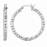 Silver 3X25Mm Diamond Cut Earring